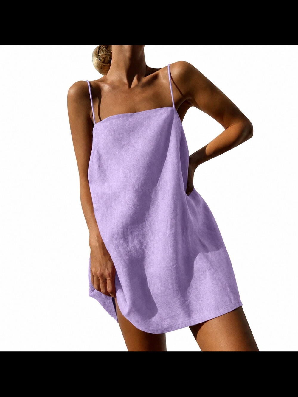 Lavender Slip Mini Dress with Spaghetti Straps